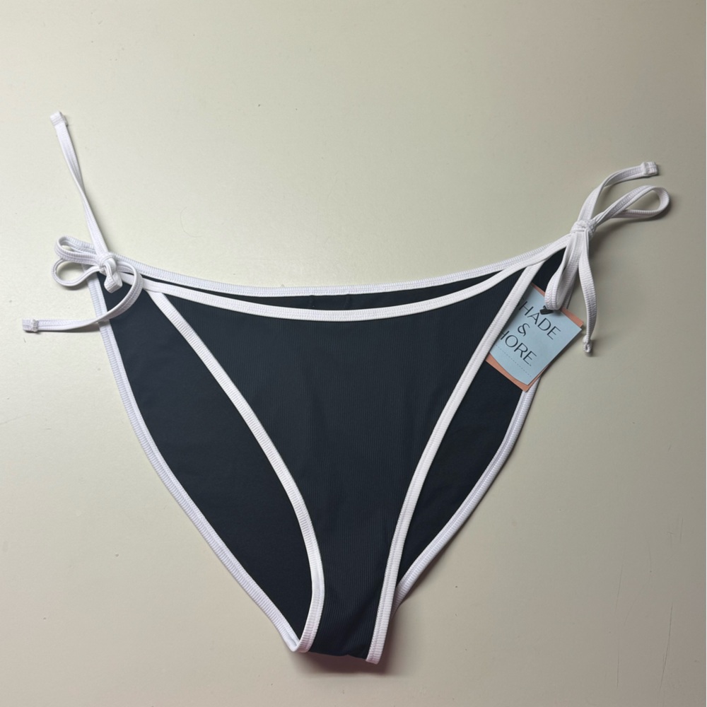 Shade and Shore Black Bikini Bottoms with White Trim